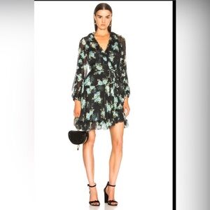 EUC Zimmermann White Wave Ruffle Silk Floral Wrap Dress